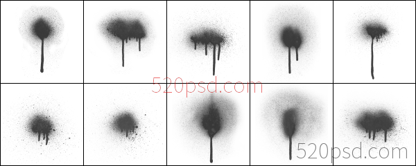 油喷溅和漆流淌效果裂纹笔刷
