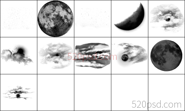 宇宙星空和星球装饰ps画笔放大