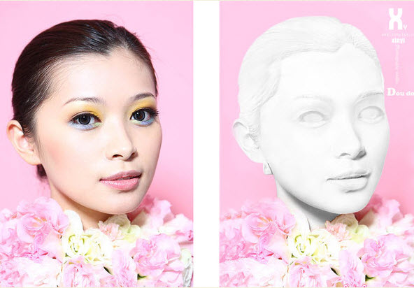 photoshop教程七：把真人头像转石膏雕像