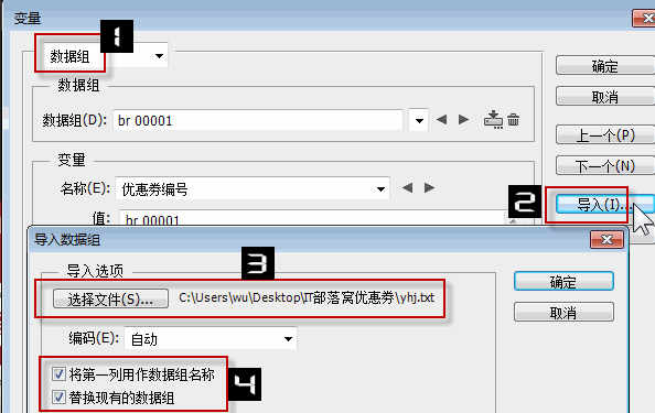 photoshop“变量”对话框